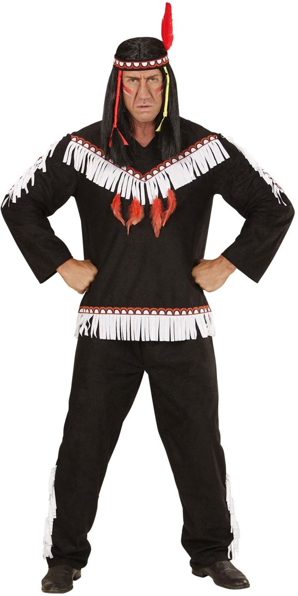 Indiaan Kostuum | Winnetou De Krijger Indiaan Zwart | Man | Large | Carnaval kostuum | Verkleedkleding